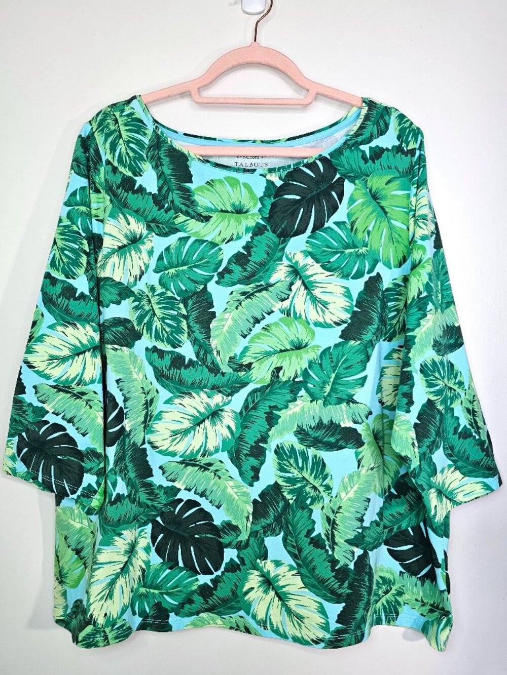 Talbots Plus 100% Cotton Bateau Neck 3/4 Long Sleeve Soft Tee T-Shirt Top Blouse